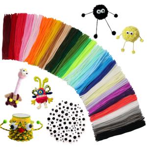 OYVAHOS 600PCS Pipe Cleaners Craft with 100 Self-Adhesive Googly Eyes,Multi-Colored Chenille Stems for Craft Supplies,Pipe Cleaners Bulk for DIY Projects, Room Decor,Decorations(12inch,30colors)