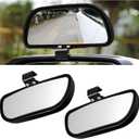 Wuyaoyao 2PCS Car Blind Spot Mirror, Rectangular HD Glass Blind Spot Mirrors for Cars, 360 Adjustable Wide Angle Auto Blindspot Side Rear View Mirror, Car Accessories for SUV Truck (Screw-on, Black)