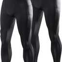 LAFROI Men's Quick Dry Cool Compression Fit Tights Leggings Waistband-YSK08 (Medium, Pocket Black X2)