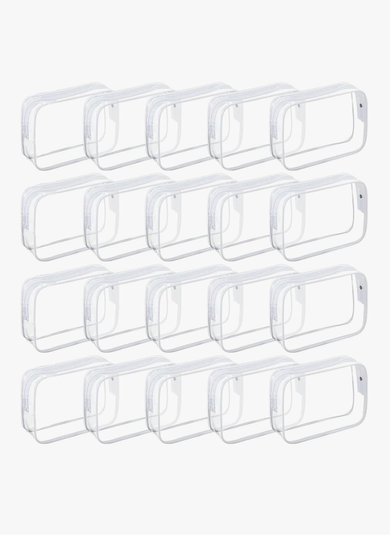 20 Packs Clear Cosmetics Bags for Women Men Waterproof Toiletry Bags PVC Makeup Bags Organizer Case with Zipper for Travel Bathroom (White)