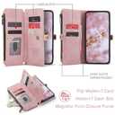 Defencase Compatible with iPhone X/XS Case Wallet with RFID Blocking Card Holder for Women Men, Fashion PU Leather Magnetic Snap Flip Zipper Strap Wallet Phone Case Fit for iPhone Xs & X, Rose Pink