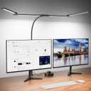 Desk Lamp Clamp Light 24W, Ultra Wide 4 Head Bars, 5 Color Modes Dimming, Multi-Screen Setup Desk Light for Office, Architect (Black, Adapter Included)