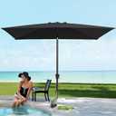 JEAREY 6.5x10ft Olefin Rectangular Patio Umbrella, Rectangle Outdoor Umbrellas with Auto Tilt Crank System, Market Table Umbrella UV Protection Fade-Resistant for Pool Deck Garden Yard, Black