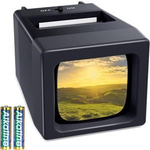 35mm Slide Viewer, 2X Magnification Slide Viewer for Viewing 35mm Slides, Slide Projector for Old Slides (2AAA Batteries Included) (black)