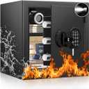 Mitlvge 2.0 Cuft Fireproof Safe Box, 35-Min Fire Resistant Home Safe with Digital Keypad & Spare Keys, Smart Alarm, Silent Mode, Fireproof Waterproof Security Safe with Removable Shelf