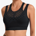 RUNNING GIRL Sports Bras for Women High Support,Seamless Ribbed Longline High Neck Sports Bra Racerback Padded Crop Top Yoga M