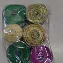 Mardi Gras Wired Ribbon, 6 Rolls 30 Yards Purple Gold Green Glitter Metallic Edge Stripe Ribbon for Mardi Gras Wreath Bows, Masquerade Party Decoration,2inch
