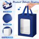 Zhanmai 36 Pcs Kraft Clear Gift Bags with Tissue Paper, 10 x 7 x 5 Inch Laege Paper Gift Bags with Window Handles for Bouquet Graduation Wedding Baby Shower Birthday Festivals Party Favors(Blue)
