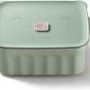 BUYDEEM Ceramic Food Storage Container with Airtight Lid, 28 oz Bento Lunch with Airlock Lid, Stackable Bento Box Microwaveable, Reusable and Dishwasher Safe, for Office Work and Travel, Cozy Greenish