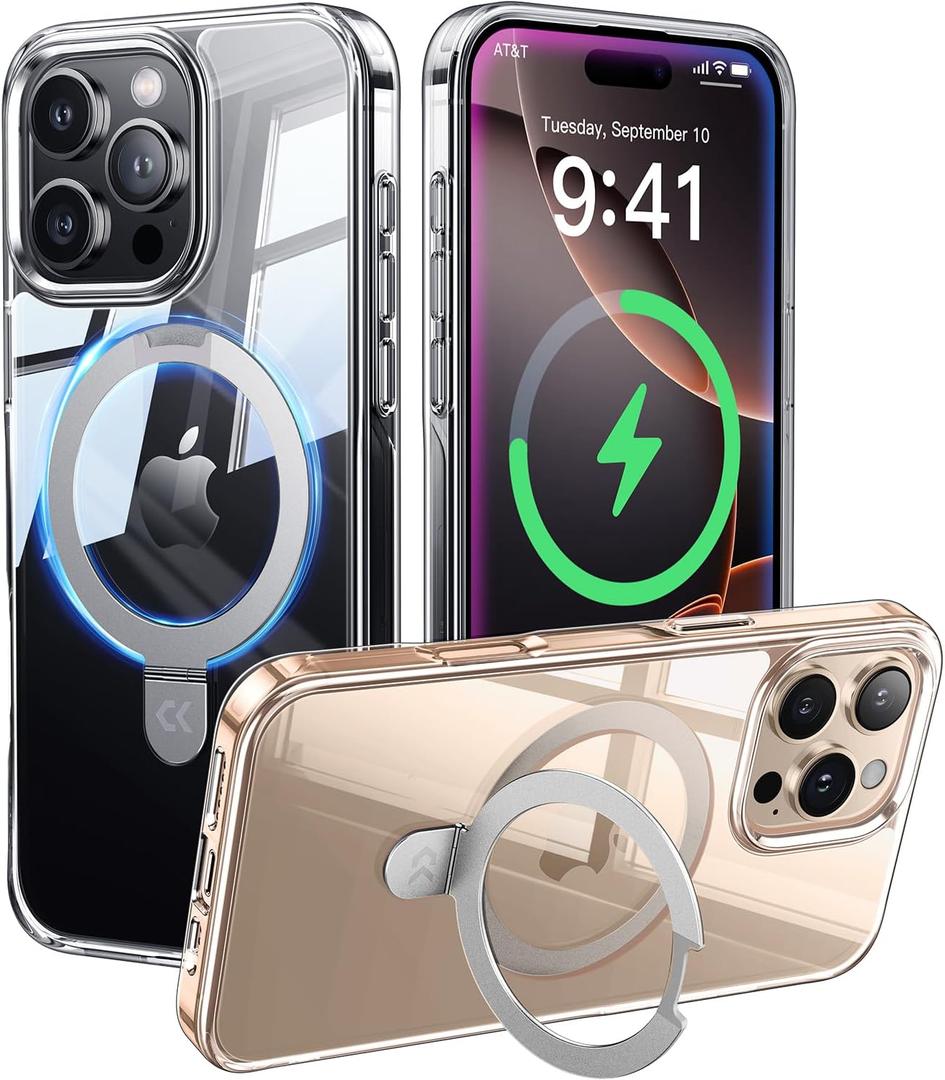 CASEKOO Ultra Magnetic for iPhone 16 Pro Max Case with Invisible Stand [Compatible with MagSafe] [16FT Military-Grade Protection] Phone Grip Transparent Slim 16 Pro Max Cover 6.9'', Clear (for iPhone 16 Pro Max 6.9'', Clear)