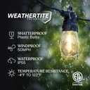 Brightech Ambience Pro Solar Powered Outdoor String Lights -27 ft Commercial Grade Waterproof Edison Patio Lights, Shatterproof LED String Lights for Outside, Porch - 12 Bulbs, 1W Soft White