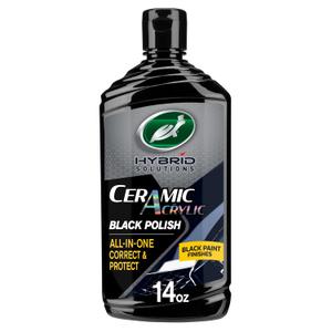 Turtle Wax 53448 Hybrid Solutions Ceramic Acrylic Black Polish and Wax Formulated for Black Car Paint, Removes Surface Scratches and Swirl Marks, Provides Water Repellency, 14 oz. (Pack of 1)