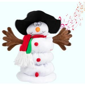 Gfilay Singing and Dancing Snowman Plush Toy,Musical Santa Snowman Doll with 6 Christmas Songs for Christmas Animated Stuffed Decoration