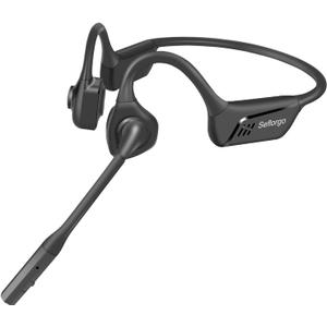 Trucker Bluetooth Headset with DSP Noise Cancelling Microphone, Open Ear Headphones for Calling, Bluetooth 5.3 Wireless Headset with Mute Button for Computer Work, 16H Playtime