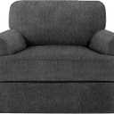 2 Pieces T Cushion Chair Covers with Arms Super Stretch Chair Slipcover for Living Room Pet Dog Universal Slip Cover Anti Slip Armchair Furniture Protector (Dark Gray, 1 Cushion)