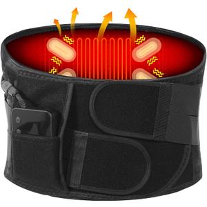 6xigouma Cordless Heating Pad Back Massager Brace for Lower Back Pain Relief, Heated Back Brace Vibration Wrap with Rechargeable Battery, Warmer Lumbar Support Belt with Massage for Cramps (XL)