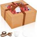 DOYIDE 16Pcs 12x12x6 Inch Cake Boxes with Cake Boards (8Pcs Brown Cake Boxes, 8Pcs Cake Boards), Bakery Boxes with Window, Cake Carrier Container for Birthday Party, Wedding