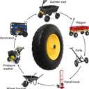 4.80/4.00-8" Tire and Wheel Assembly Set for Wheelbarrows, 5/8" or 3/4" Bore Wheelbarrow Tires for Utility Cart, Wheel Barrel, Wagon, Trailer, Dolly, 16" Solid Rubber Tires Without Flat Spots, 2 Pack