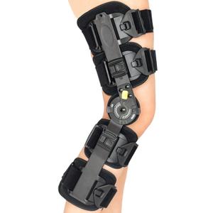 Hinged ROM Knee Brace, Post Op Knee Brace for Recovery Stabilization, ACL, MCL and PCL Injury, Adjustable Medical Orthopedic Support Stabilizer After Surgery, Women and Men,Left and Right Leg (One Size, Black)