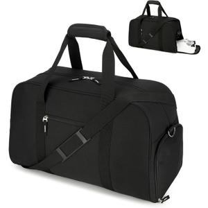 Searock 21 Inch Gym Bag with Shoe Compartment, Sports Duffle Bag for Travel, Carry On Duffel Bag, Weekender Overnight Bags for Men and Women Traveling (Deep Black)