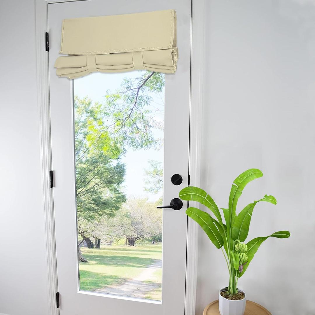 WdFour Small French Door Curtains with Silky Feel Thermal Insulated Noise Reducing Blackout Curtains for Glass Door Office (30W x 70L, 1 Panel, Beige) (30"W x 70"L (Pack of 1))