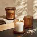 2 Pack Qtip Holder - Apothecary Jars with Lids, Bathroom Organizers and Storage Canister for Cotton Balls,Swabs,Floss Picks,Hair Ties,Clear Glass Vintage Bathroom Decor Jar Set (Brown)