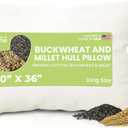 Bean Products Multi Grain King Bed Pillow for Sleeping  Eco-Friendly Breathable Organic Buckwheat and Millet Hulls Fill with Organic Cotton Fabric Head Pillow - Made in The USA, 20" x 36"