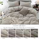 Cooling King Duvet Cover Set 3 Pieces-100% Washed Cotton with Chic Wide Trim Design Linen Like Textured Ultra Soft Cozy Bedding with Zipper Closure(Hemmed Beige Grey,King 104"x90")