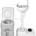YITAMOTOR 17L Portable Sink for Washing Hands and 5.28 Gallon Portable Toilet, RV Camping Toilet With Level Indicator & Rotatable Spout for Adults, Travel, Boat, Gather, Wedding, Worksite, 4.5Gal+5.3Gal