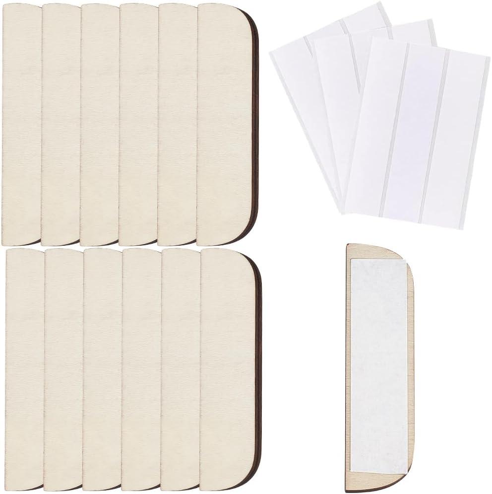 CRASPIRE 12Pcs 3.5 Inch Hinge Repair Kit Wooden Hinge Filler Plate Wooden Plate Door Hole Cover Wood Hinge Repair Kit Kitchen Cabinet Hinges Cabinet Door Hinge Blanks with Double Sided Tapes