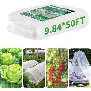 9.84×50FT Garden Mesh Netting,Ultra Fine Plants Cover Protection from Anti Birds,Bugs,Cicadas,and Insects-Pest Barrier for Blueberry Bushes,Vegetable,Fruit Tree,Flowers,Raised Bed