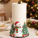 Christmas Snowman Paper Towel Holder, Cute Snowman Christmas Tree Decorations for Kitchen Bathroom & Home, Farmhouse Winter Decor, Resin Stainless Steel Paper Towel Stand, Holiday Xmas Gift Idea