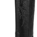 ISNOM Women's Cowgirl Boots Pull On Knee High Boots, Cowboy Western Embroidered Chunky Block Heel Pointed Toes Boots 7