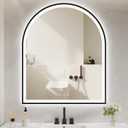 Arched LED Mirror for Bathroom 30"x36", Black Bathroom Mirror with Lights-Anti-Fog, Dimmable-LED Bathroom Mirror, 3 Colors