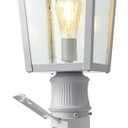 Dusk to Dawn Outdoor Post Light, Multi-Purpose Garden and Fence Pathway Lighting with Socket and Glass Lampshade, Exterior Lamp Post Light Fixtures for Garden, Patio, Pathway, White