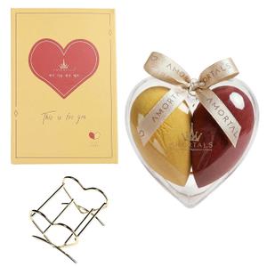Heart Makeup Sponge Set - 2 Pcs Soft Beauty Sponges with Heart-Shaped Holder for Liquid Foundation, Cream, and Powder - Latex-Free Blending Sponge Kit for Valentine's Day Gifts for Women