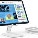 OMOTON Foldable Tablet Stand for iPad, Portable Monitor Stand, Desktop Dock Holder Compatible with iPad Pro/Air/Mini/Samsung Galaxy Tab/Phones (Up to 12.9 inches), Milk White
