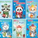 2 x Treasure Cove Winter Card Making Kit Kids Christmas Cards Bulk Winter Animal DIY Handmade Greeting Card for Holiday Xmas Home Classroom Activities Party Favor 12Pcs