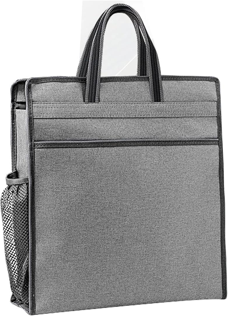 enyuwlcm Oxford Zippered Document Bag with Handle File Tote Bag Pouch for Carrying Paper Files Books Filing Folder 1 Pack (Gray)