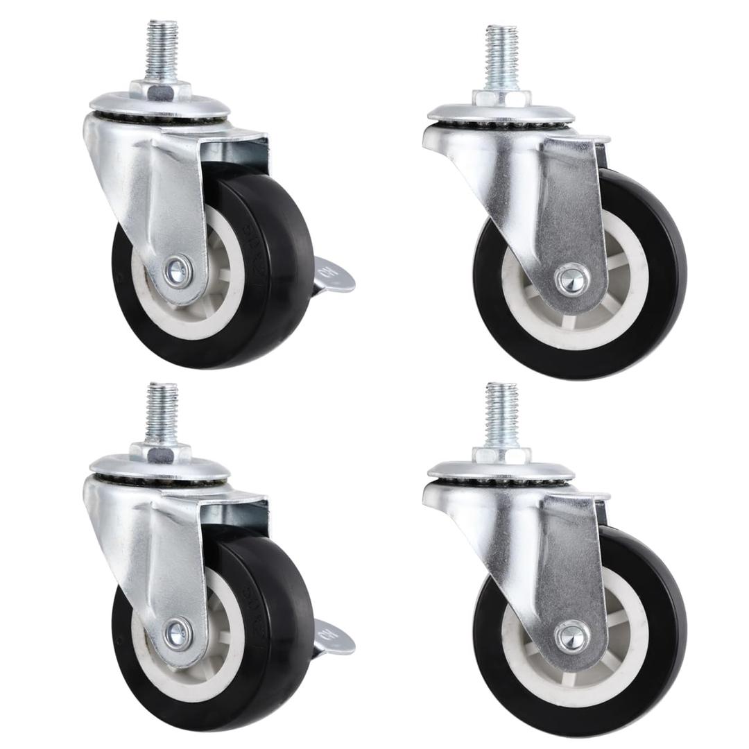 Mobestech 4pcs 2 Heavy Duty Steel Swivel Casters Stainless Caster Wheels for Furniture Moving Silent Rolling Brakes
