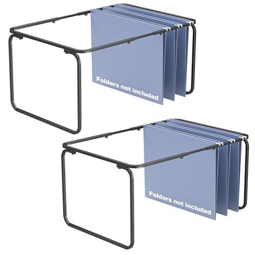 Vanulee 2 Set Hanging File Folder Frame,Legal/Letter Size,Adjustable Length 16-25 inches,12.598W 9.45" H, Hanging Folders Holder for Desktop Organizer and Metal Rail in Filing Cabinet Drawer