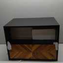 Bme Vivian Solid Wood Nightstand, End Table, Bedside Table with Herringbone Pattern for Rustic Bedroom, Easy Assembly, Rustic Golden Brown and Black (1-Drawer)