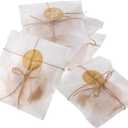 Zonon 100 Pieces Glassine Wax Paper Bag Cookie Bags Gourmet Bags, 100 Pieces Thank You Label Stickers and 263 Feet Jute Rope for Party Favors, Candy Cookie Chocolate