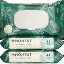 The Honest Company Flushable Wipes for Sensitive Skin | Fragrance Free, Hypoallergenic, 99% Water, Safe to Flush | pH Balanced Feminine Wipes | Tropical Leaves, 126 Count