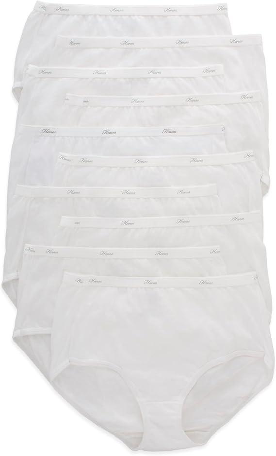 Hanes Women's Underwear Briefs Pack, 10-Pack, Cotton Panties for Women, Moisture-Wicking, Full Coverage, 8/XL