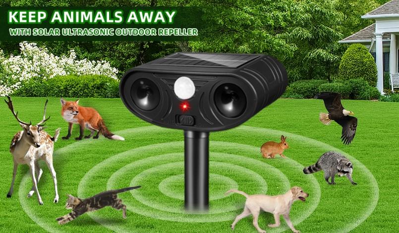 2026 Sonic Fortress Pro Deer Repellent Devices Solar Ultrasonic Animal Repellent with Motion Sensor, Squirrel Fortress Pro Raccoon Repellent to Scare Cat Rabbit Skunk Squirrel Out of Yard Garden 2Pack