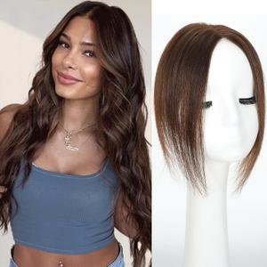 Real Human Hair Topper 100% Human Remy Toppers for Women with Thinning Hair Clip In No Bangs 360 3D Cover(12 inch, Brown)