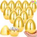JOYIN 24 Pcs Large Plastic Golden Easter Eggs, 6 Inches Jumbo Eggs Fillable for Easter Themed Hunt Basket Stuffers Fillers Filling Treats Party Favor Classroom Prize Supplies