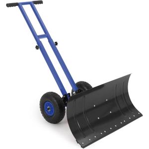 29x14.2 in Rolling Snow Shovel on Wheels, Heavy Duty Metal Snow Shovel with 5-Position Angled Blade & Adjustable Handle, Ergonomic Design for Driveway, Doorway, Sidewalk, Pavement