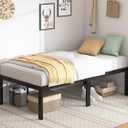 QEROMY Twin XL Bed Frames - 18 in Sturdy Platform Bed Frame Twin XL, Heavy Duty Metal Bed Frame No Box Spring Needed, Quick & Easy Assembly, No Noise, Black